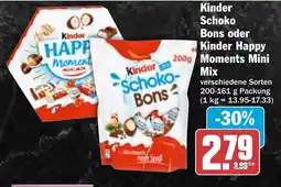 HIT Kinder Schoko Bons oder Kinder Happy Moments Mini Mix Angebot