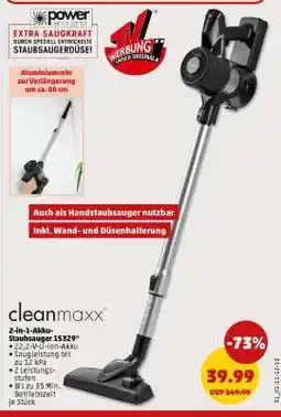 PENNY cleanmaxx 2-in-1-Akku-Staubsauger 15329 Angebot