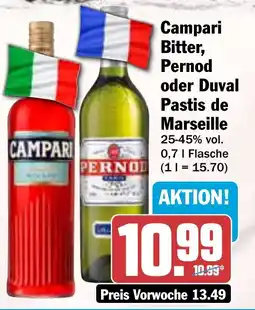 HIT Campari Bitter, Pernod oder Duval Pastis de Marseille Angebot