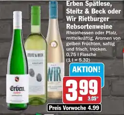 HIT Erben Spätlese, Steitz & Beck oder Wir Rietburger Rebsortenweine Angebot