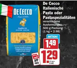 HIT De Cecco Italienische Pasta oder Pastaspezialitäten Angebot
