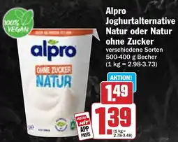 HIT Alpro Joghurtalternative Natur oder Natur ohne Zucker Angebot