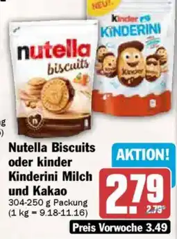 AEZ Nutella Biscuits oder kinder Kinderini Milch und Kakao Angebot