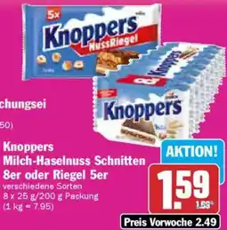 AEZ Knoppers Milch-Haselnuss Schnitten 8er oder Riegel 5er Angebot