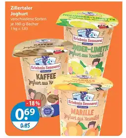 V Markt Erlebnis sennerei zillertaler joghurt kaffee Angebot