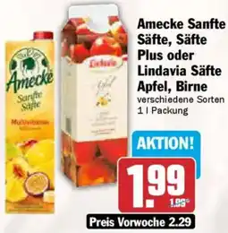 AEZ Amecke Sanfte Säfte, Säfte Plus oder Lindavia Säfte Apfel, Birne Angebot