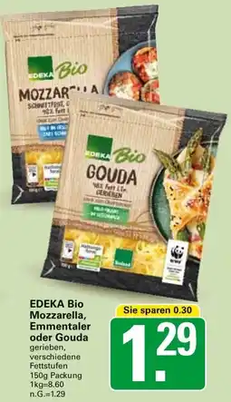 WEZ EDEKA Bio Mozzarella, Emmentaler oder Gouda Angebot