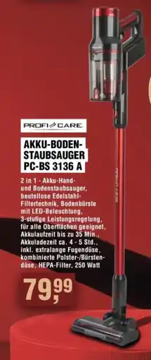 Handelshof PROFI CARE AKKU-BODEN- STAUBSAUGER PC-BS 3136 A Angebot