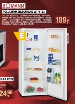Handelshof BOMANN VOLLRAUMKÜHLSCHRANK VS 7316.1 Angebot