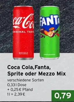 CAP Markt Coca Cola, Fanta, Sprite oder Mezzo Mix Angebot