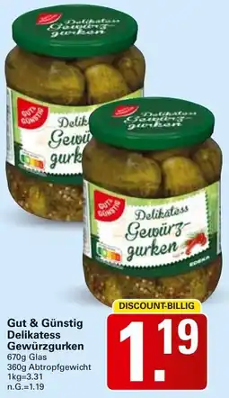 WEZ Gut & Günstig Delikatess Gewürzgurken Angebot