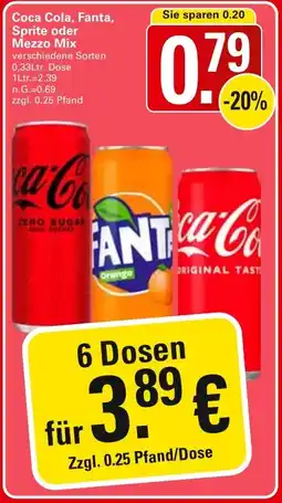 WEZ Coca Cola, Fanta, Sprite oder Mezzo Mix Angebot