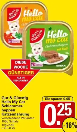 WEZ Gut & Günstig Hello My Cat Schlemmerhappen Katzennahrung Angebot