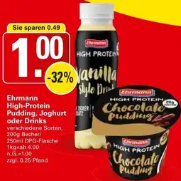 WEZ Ehrmann High-Protein Pudding, Joghurt oder Drinks Angebot
