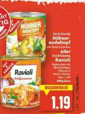 E-Center Gut & Günstig Hühner Nudeltopf Oder Ravioli Angebot