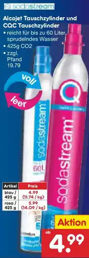 Netto Marken-Discount Sodastream Alcojet Tauschzylinder und CQC Tauschzylinder Angebot