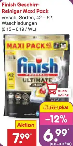 Netto Marken-Discount Finish Geschirr Reiniger Maxi Pack Angebot