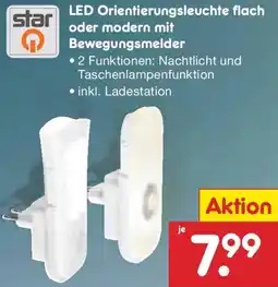Netto Marken-Discount Star LED Orientierungsleuchte flach oder modern mit Bewegungsmelder Angebot