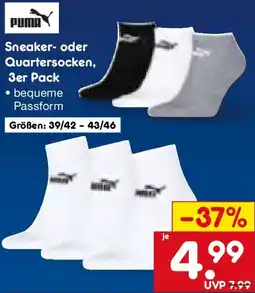 Netto Marken-Discount PUMA Sneaker- oder Quartersocken, 3er Pack Angebot