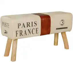 Netto Marken-Discount KADIMA DESIGN Retro Sitzbank Canzas, 91 cm, Stoff/Leder, Braun/Beige - Stabile Holzbeine & Bequem Angebot