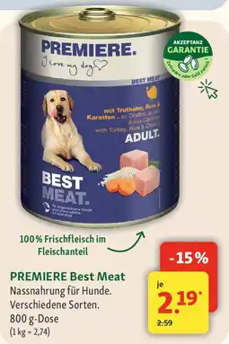 Fressnapf PREMIERE Best Meat Nassnahrung für Hunde. Angebot