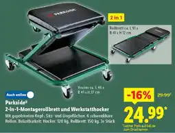 Lidl Parkside 2-in-1-Montagerollbrett und Werkstatthocker Angebot
