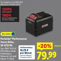 Lidl Parkside Performance Smart Akku, 20 V/12 Ah Angebot