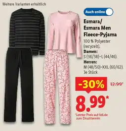 Lidl Esmara/ Esmara Men Fleece-Pyjama Angebot