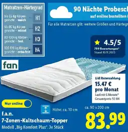 Lidl f.a.n. 7-Zonen-Kaltschaum-Topper Angebot