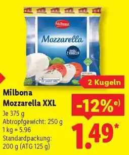 Lidl Milbona Mozzarella XXL Angebot