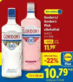 Lidl Gordon's/ Gordon's Pink alkoholfrei Angebot