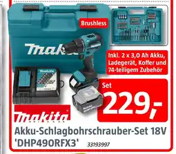 Bauhaus Makita Akku-Schlagbohrschrauber-Set 18V 'DHP490RFX3' Angebot