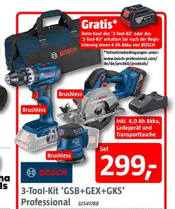 Bauhaus BOSCH 3-Tool-Kit 'GSB+GEX+GKS' Professional Angebot