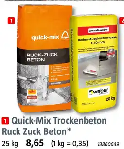 Bauhaus 1 Quick-Mix Trockenbeton Ruck Zuck Beton* Angebot
