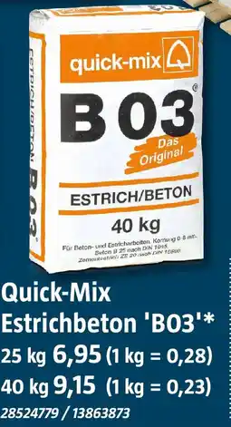 Bauhaus Quick-Mix Estrichbeton 'B03' Angebot