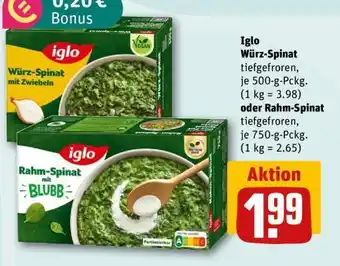 Iglo Würz-Spinat oder Rahm-Spinat