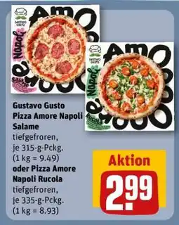REWE Gustavo Gusto Pizza Amore Napoli Salame oder Pizza Amore Napoli Rucola Angebot