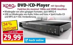 Norma Xoro DVD-/ CD-Player Angebot