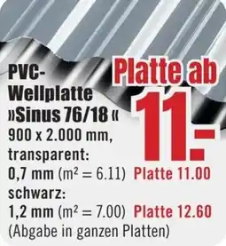 B1 Discount Baumarkt PVC- Wellplatte Sinus 76/18 Angebot