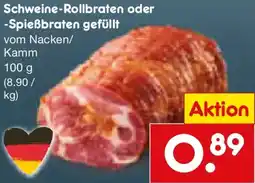 Netto Marken-Discount Schweine-Rollbraten oder Spießbraten gefüllt Angebot