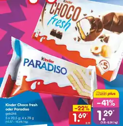 Netto Marken-Discount Kinder Choco fresh oder Paradiso Angebot
