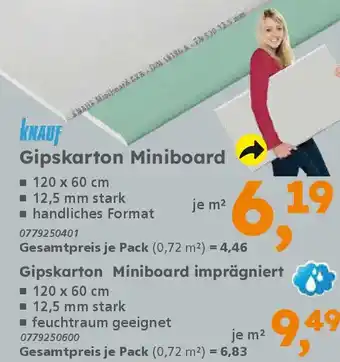 Globus Baumarkt KNAUF Gipskarton Miniboard imprägniert Angebot