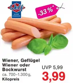Wiglo Wunderland Wiener, Geflügel Wiener oder Bockwurst Angebot