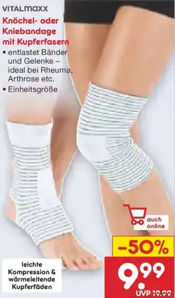 Netto Marken-Discount VITALMAXX Knöchel- oder Kniebandage mit Kupferfasern Angebot