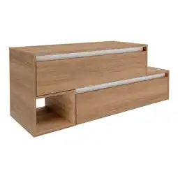 toom Baumarkt Fackelmann Waschtischunterschrank 'Vita' Eichefarben Braun/weiß links 128,7 x 51,6 x 46,5 cm Angebot