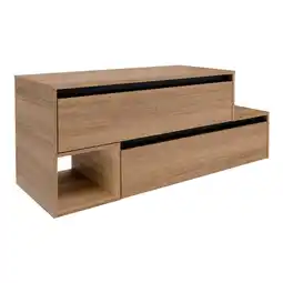 toom Baumarkt Fackelmann Waschtischunterschrank 'Vita' Eichefarben Braun/schwarz links 128,7 x 51,6 x 46,5 cm Angebot