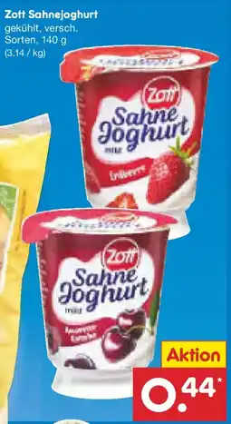 Netto Marken-Discount Zott Sahnejoghurt Angebot