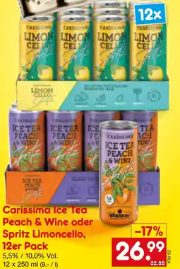 Netto Marken-Discount Carissima Ice Tea Peach & Wine oder - Spritz Limoncello, 12er Pack Angebot