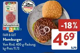 Aldi Süd FAIR & GUT Hamburger Angebot