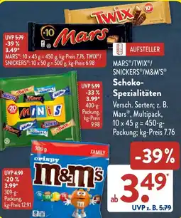 Aldi Süd MARS/TWIX/ SNICKERS /M&M'S Schoko- Spezialitäten Angebot